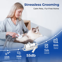 Pecute dog grooming vacuum clipper in action demonstrates 4-in-1 efficiency for trimming and cleanup