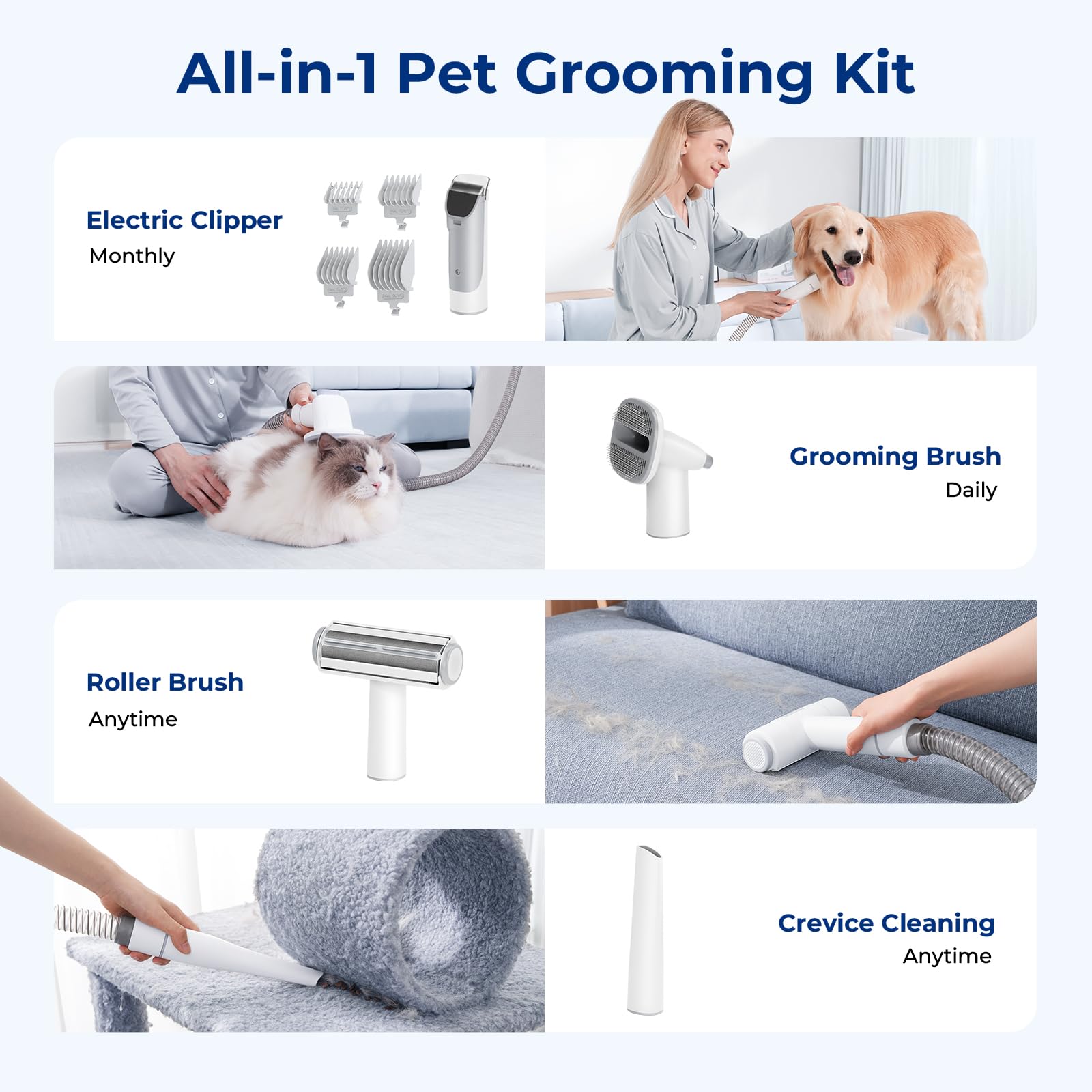 Pecute dog grooming vacuum low-noise design keeps pets calm during sessions