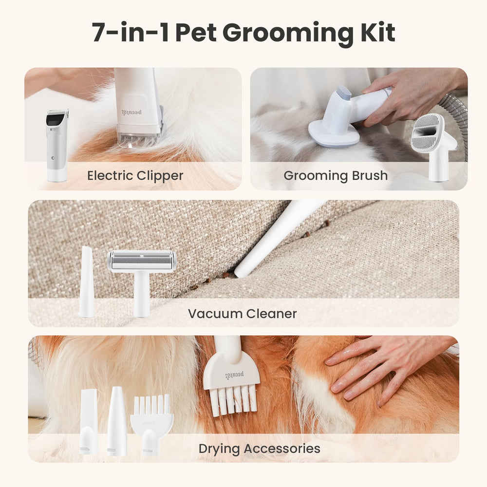 Pecute suction power 10000Pa captures hair during brushing.