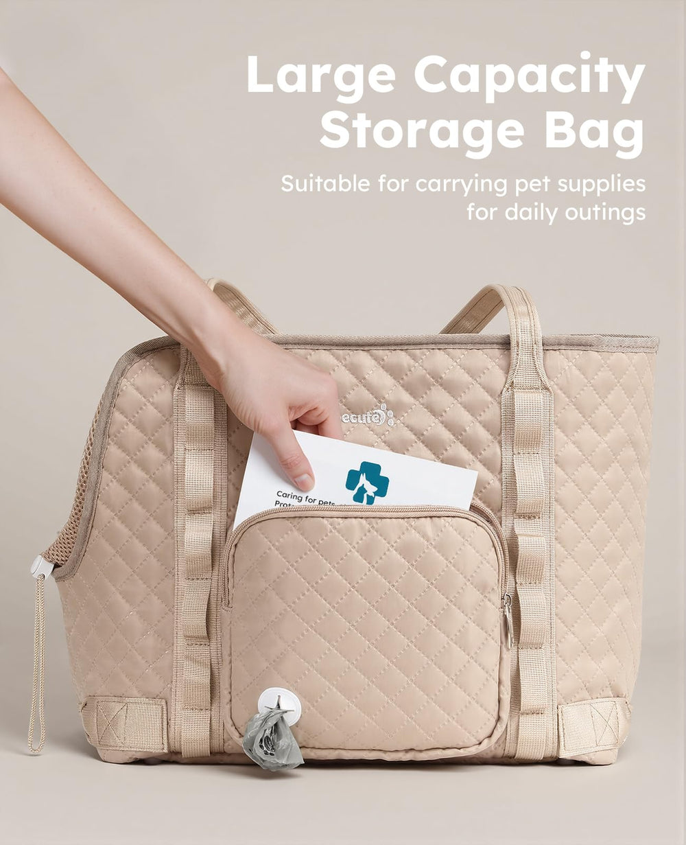 Pecute dog purse carrier back pocket provides extra storage on the go.