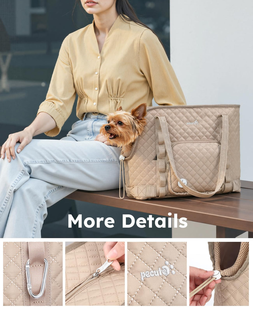 Pecute dog purse carrier bottom foot pad protects bottom from dirt.