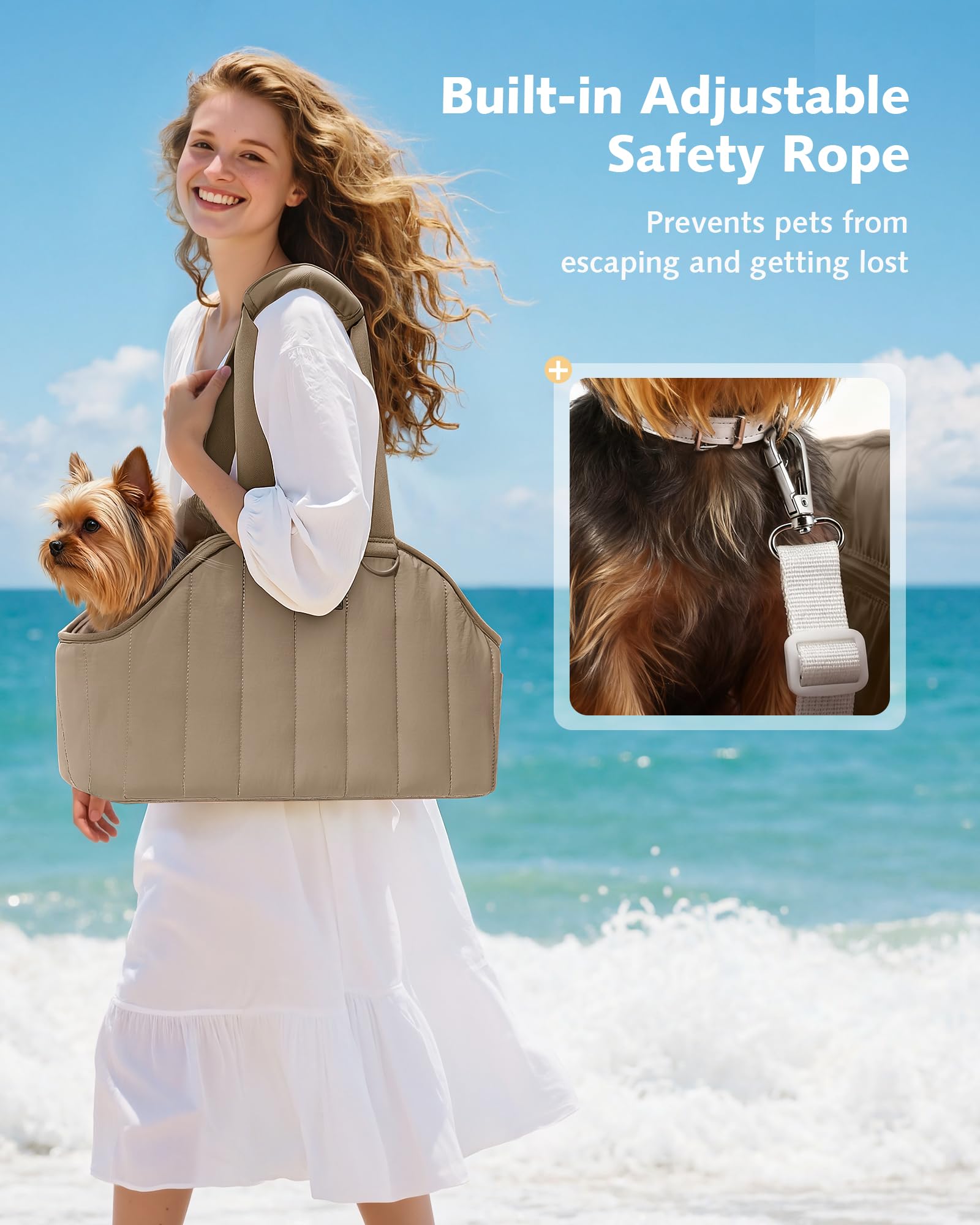 Pecute dog purse carrier front and back windows for head-out view.