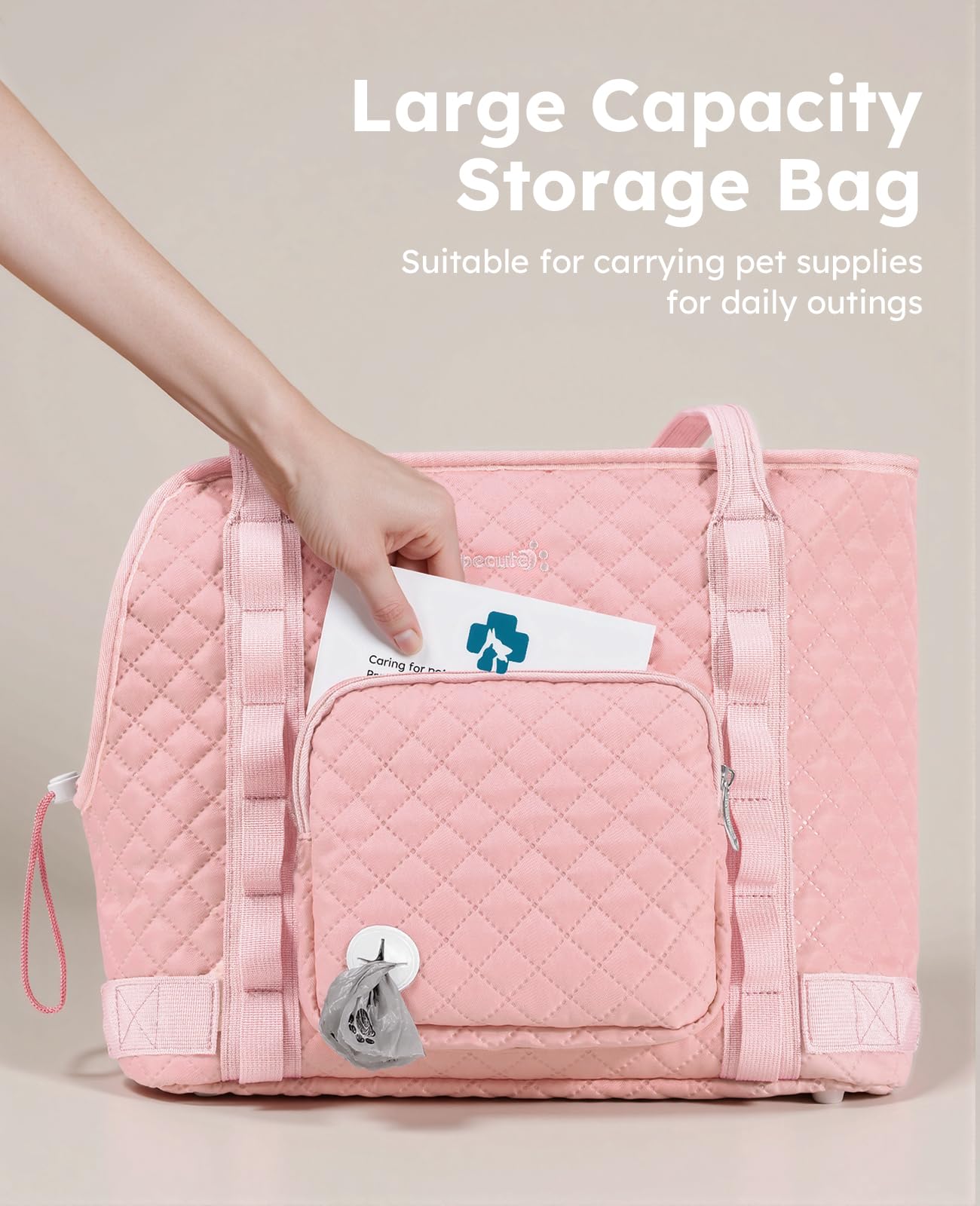 Pecute Dog Purse Carrier front pocket access enables quick snacks and essentials.