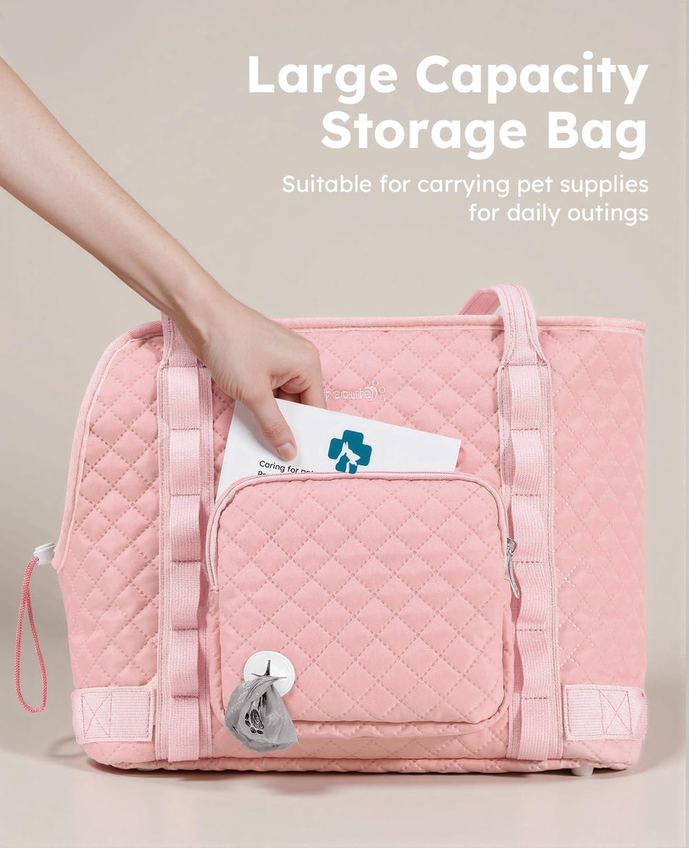 Pecute Dog Purse Carrier front pocket access enables quick snacks and essentials.