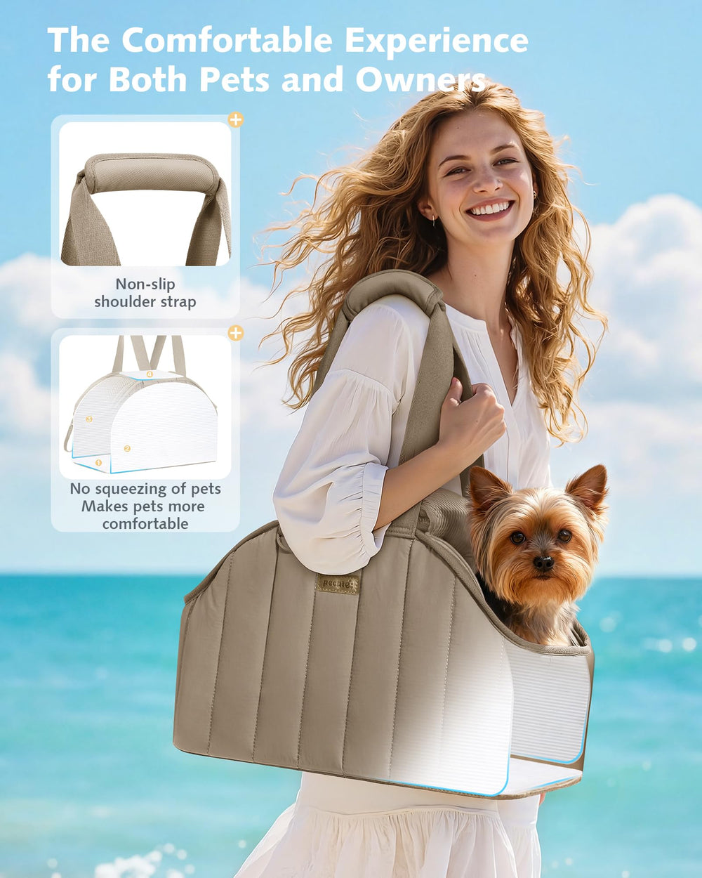 Pecute dog purse carrier large pockets for treats and gear.