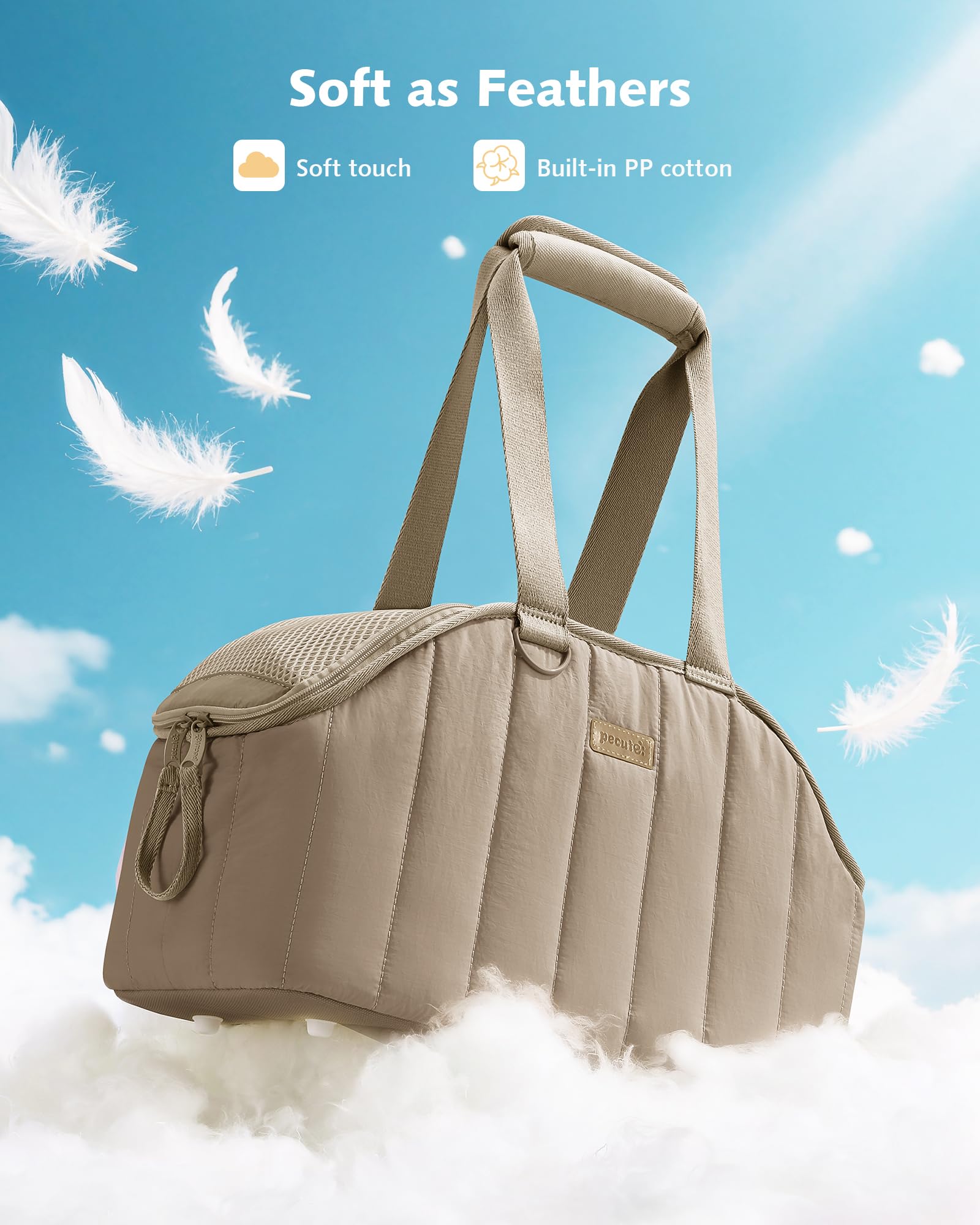 Pecute dog purse carrier pure cotton shoulder strap for comfort.