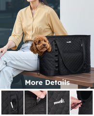 Pecute dog purse carrier removable bottom board provides soft, stable support.