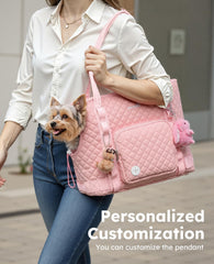 Pecute Dog Purse Carrier safety cord emphasizes escape prevention on outings.
