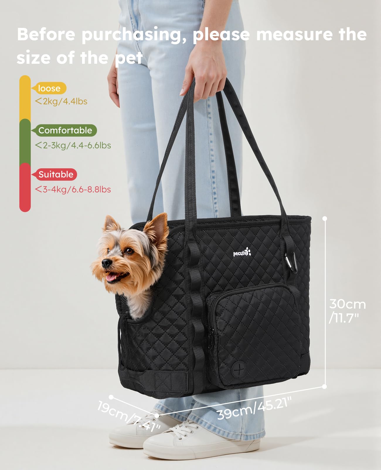 Pecute dog purse carrier top view with breathable opening