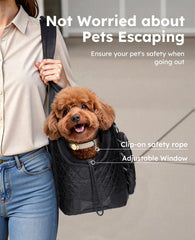 Pecute dog purse carrier top view emphasizes partial breathability for comfortable carries.