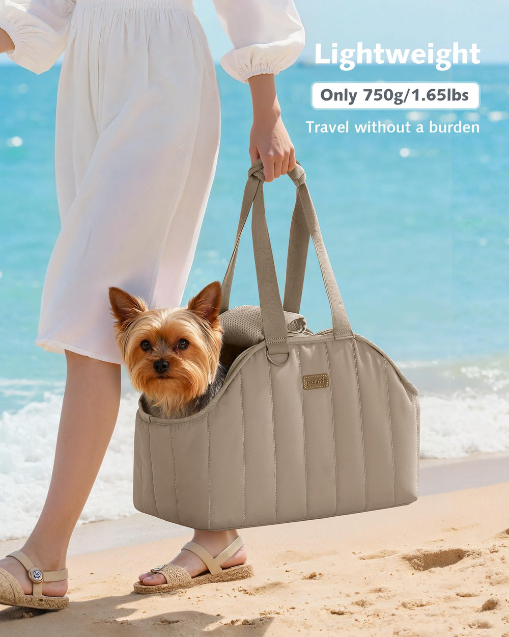 Pecute dog purse carrier water-repellent finish protects gear.