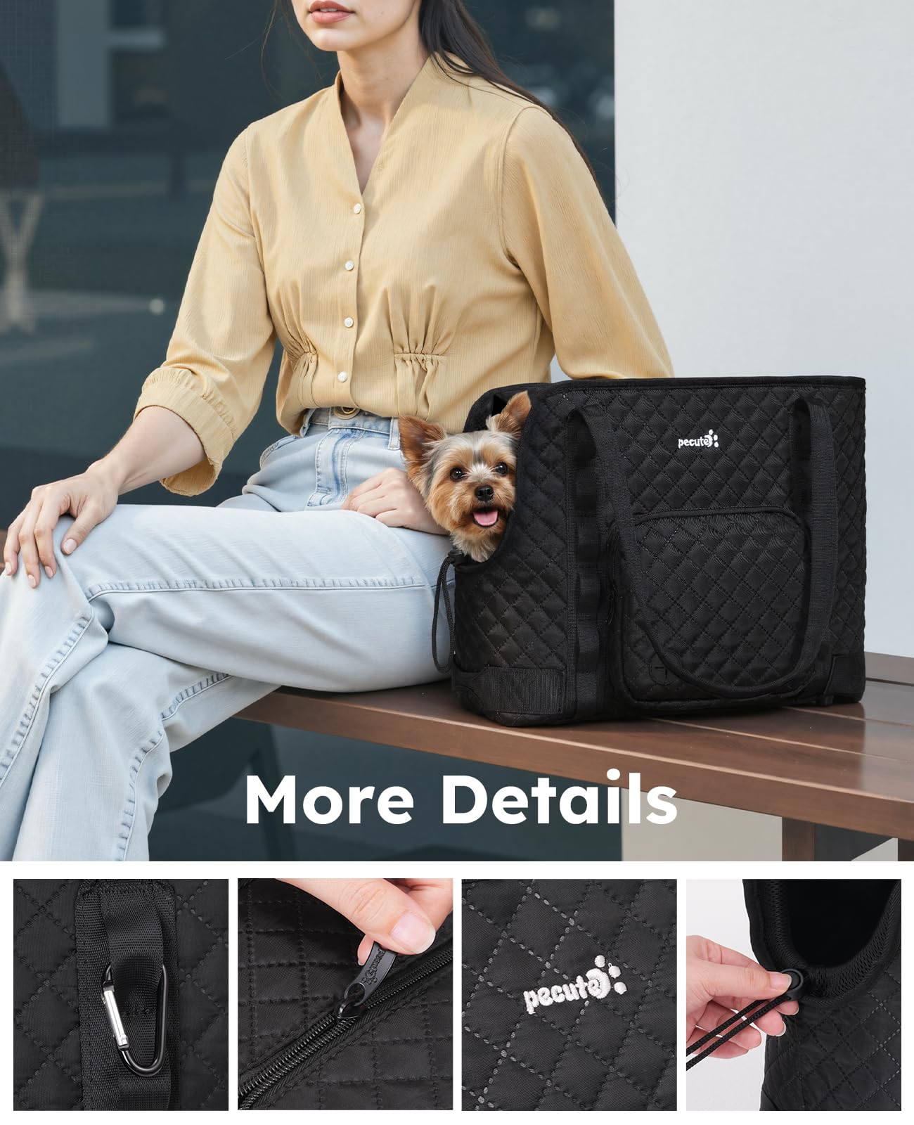 Pecute dog purse carrier bottom pad protects bag and pet