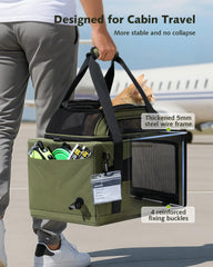 Pecute expandable carrier top-open shows expanded space for comfortable pet movement.