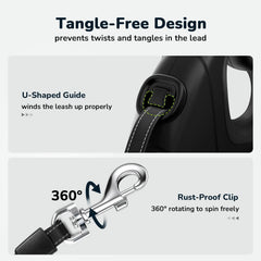 Pecute leash 360-degree rotation hook enables smooth retraction for tangle-free outings