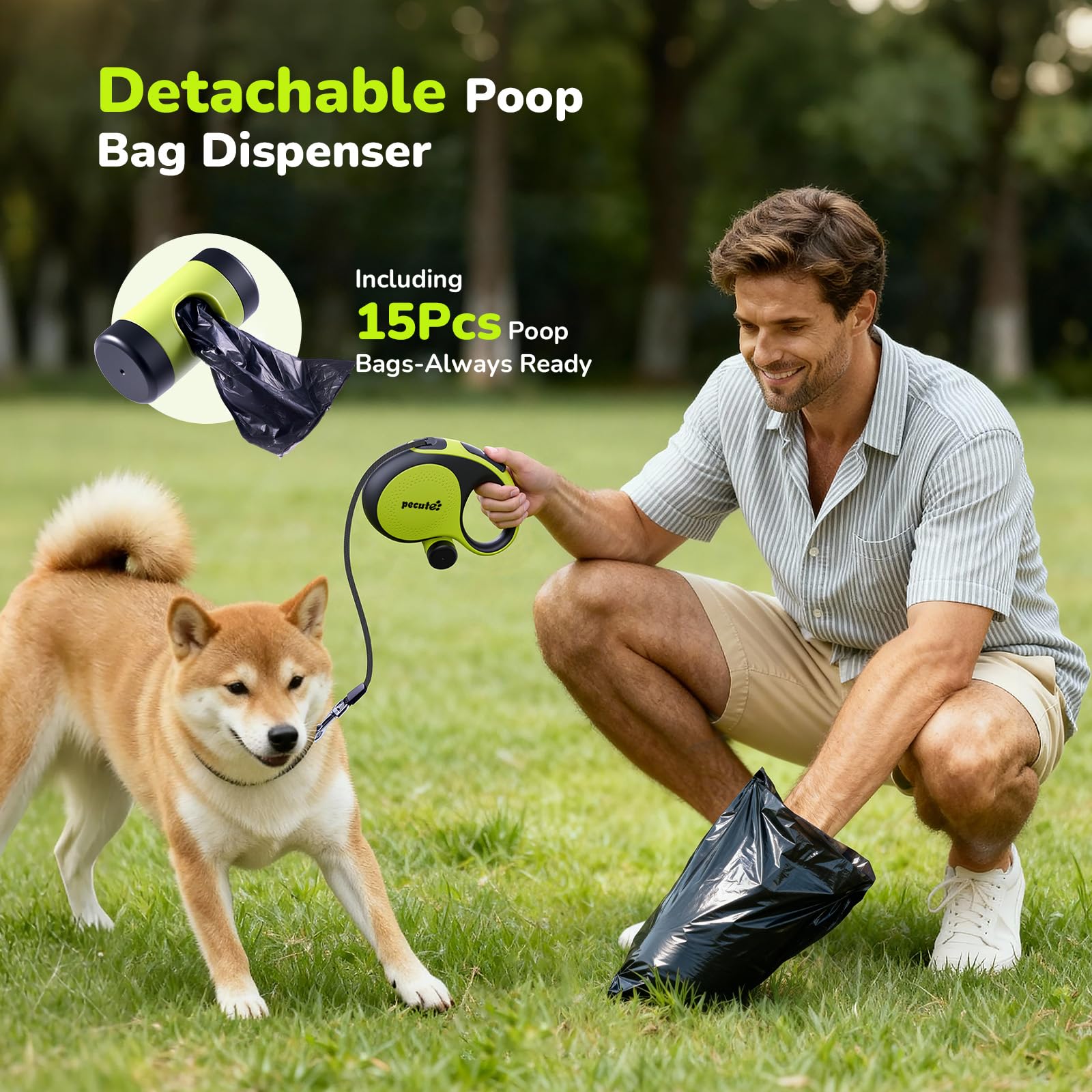 Pecute compact ergonomic handle reduces hand fatigue on long walks.