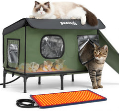Pecute outdoor heated cat house large front view for durable winter warmth