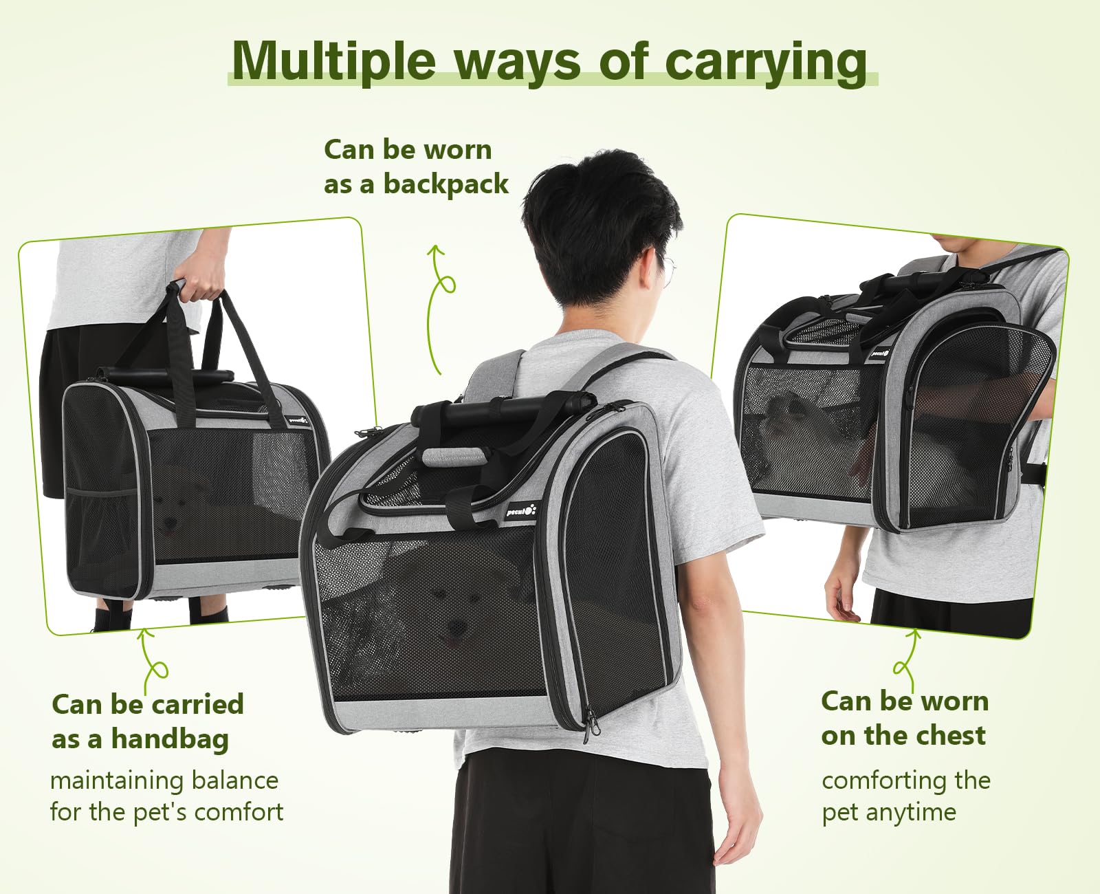 Pecute pet backpack breathable mesh with outside visibility for comfort.