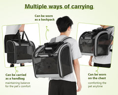 Pecute pet backpack breathable mesh with outside visibility for comfort.