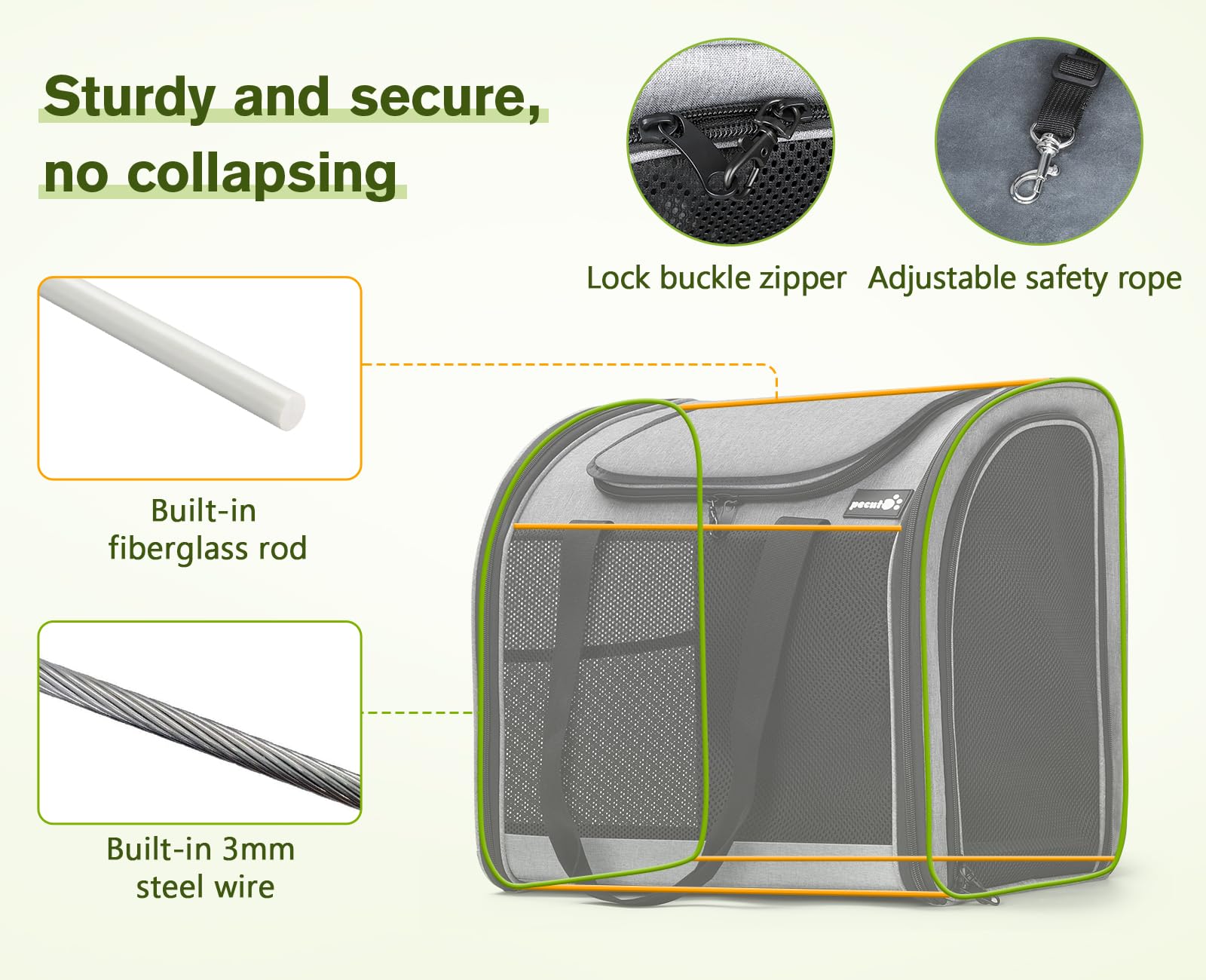 Pecute pet backpack durable nylon mesh resists scratches during use.