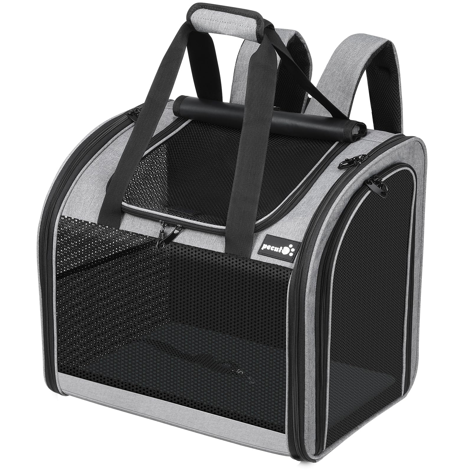 Pecute pet backpack widened interior for comfortable travel.