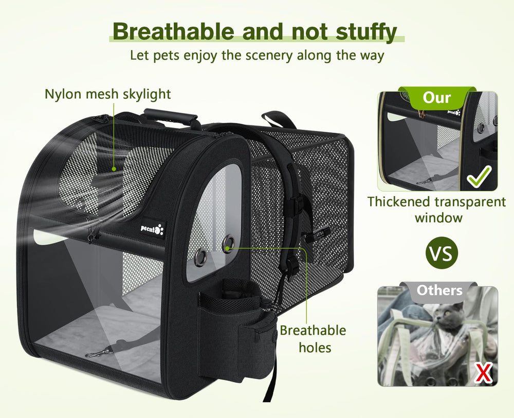 Pecute pet carrier backpack 3-panel acrylic board ensures visibility and natural light
