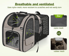 Pecute Pet Carrier Backpack four mesh windows enable pets to observe surroundings