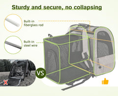 Pecute Pet Carrier Backpack expanded back offers extra space and airflow