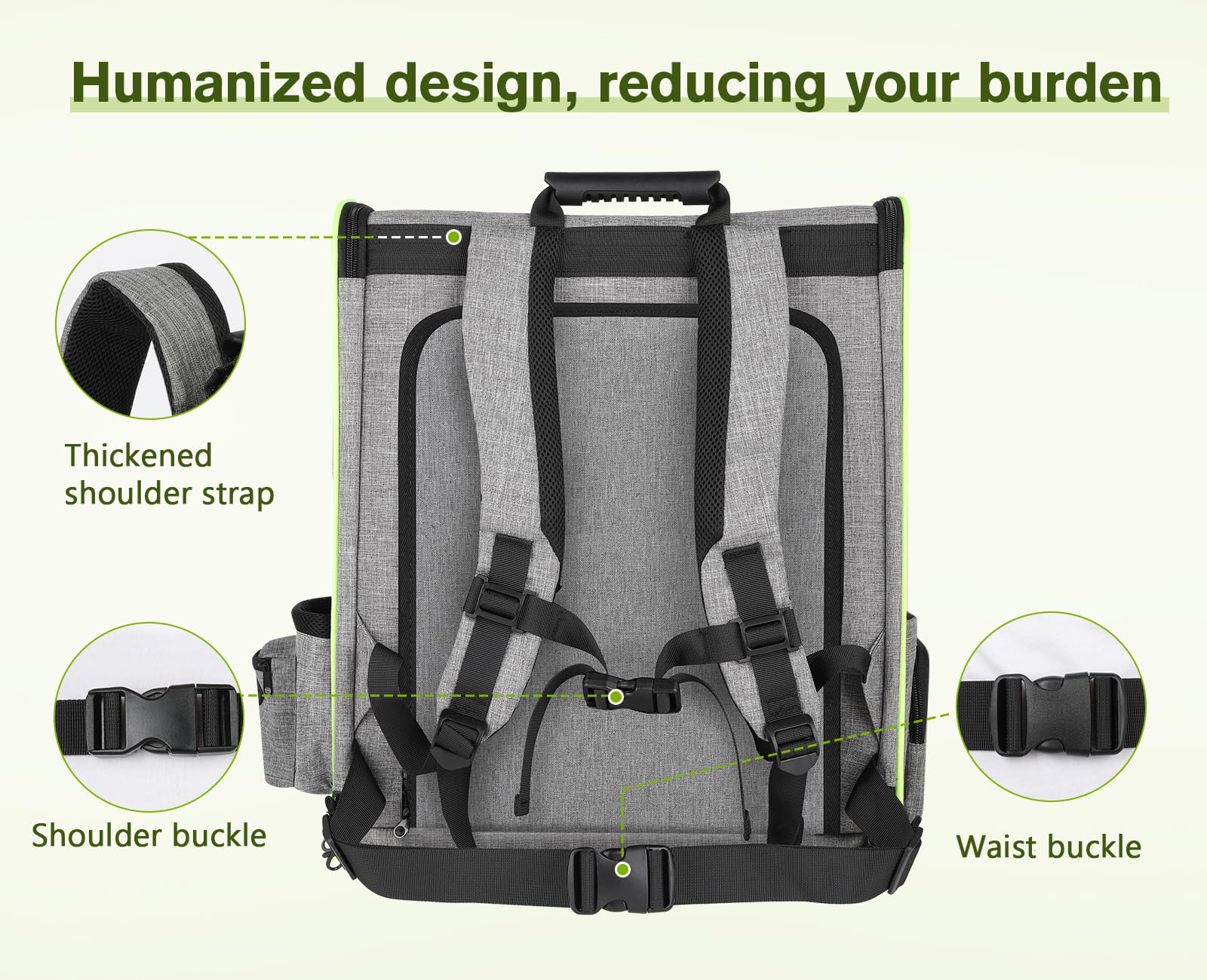 Pecute removable cushion ensures comfortable rest during travels.