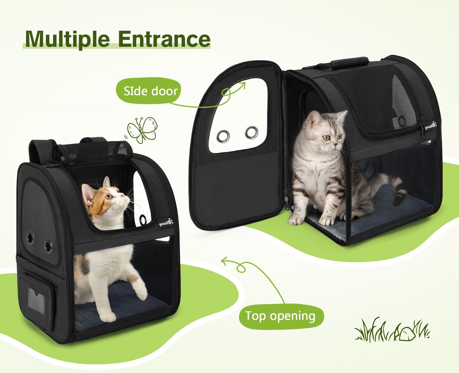 Pecute pet carrier backpack built-in retractable hook for pet safety during transport
