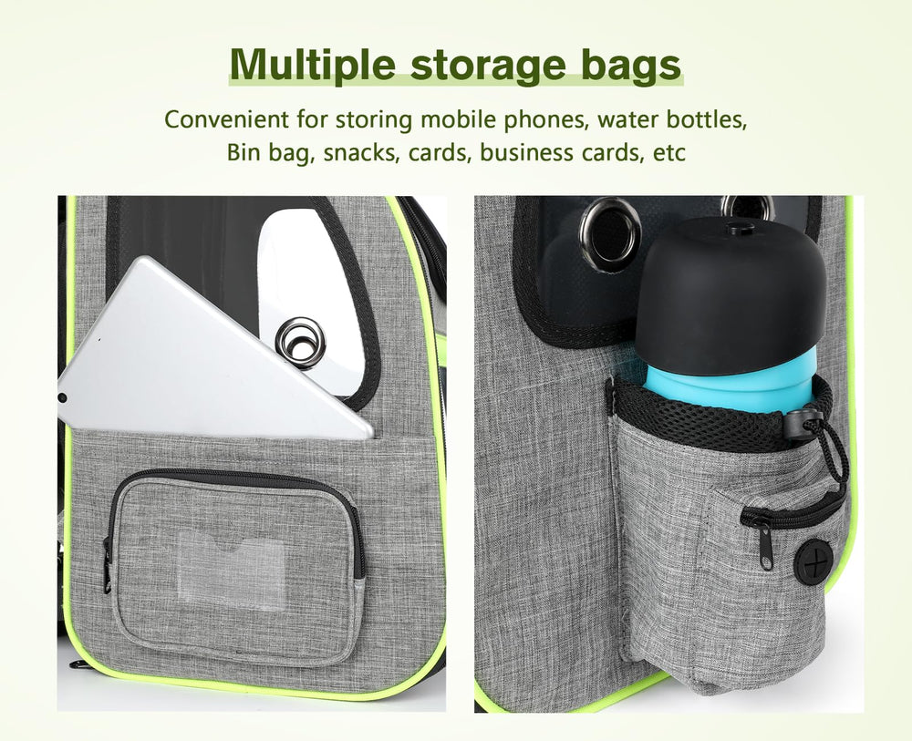 Pecute retractable leash keeps pets contained inside the bag.