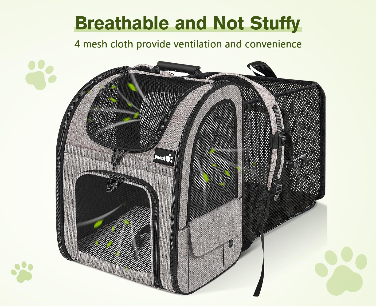Pecute top-opening view demonstrates head-out interaction for pets