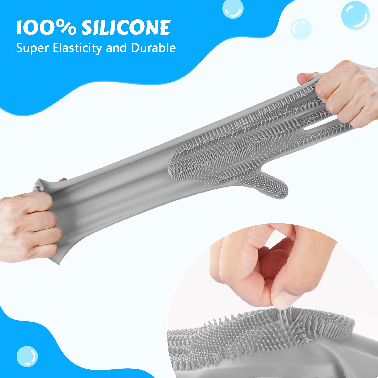 Pecute Pet Grooming Gloves anti-slip interior keeps gloves secure during scrubbing.