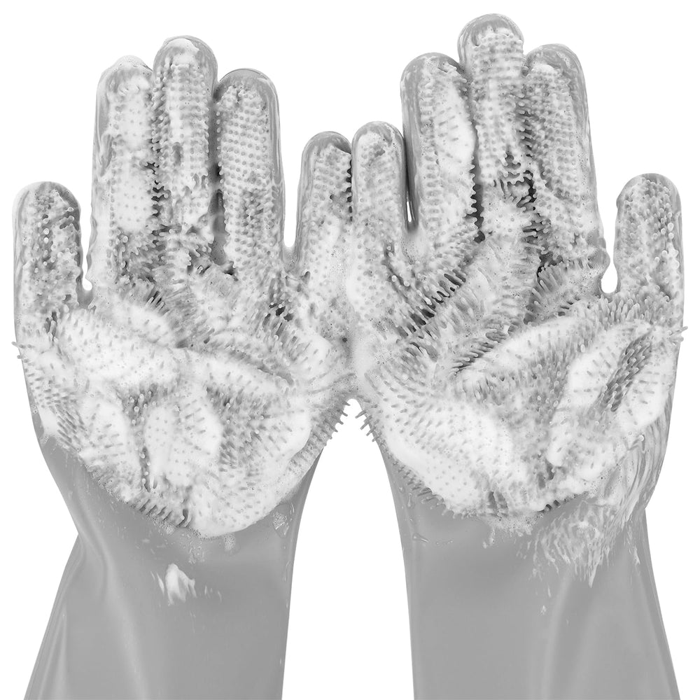 Pecute Pet Grooming Gloves foam-boost deliver rich lather for a gentler bath.