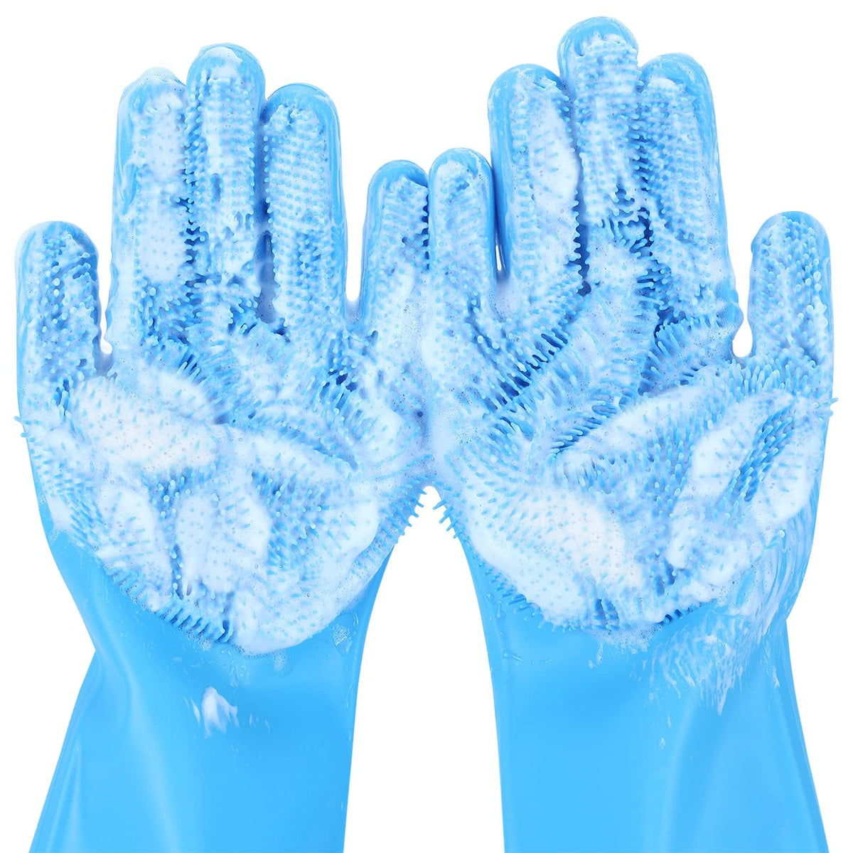 Pecute pet grooming gloves large hand-on view for comfortable grooming.