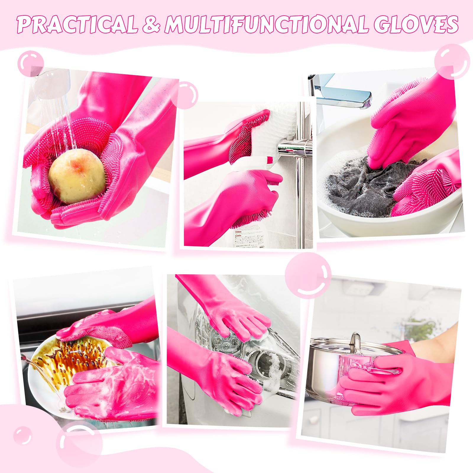 Pecute pink gloves hanging hole enables space-saving storage