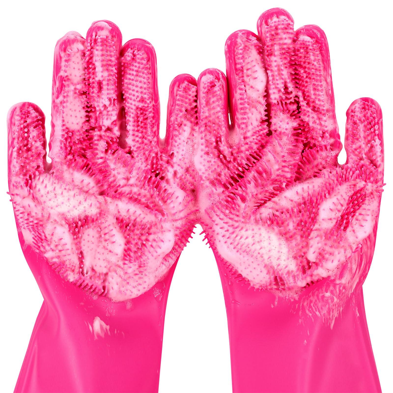 Pecute pet grooming gloves pink outer view highlight silicone design for easy grooming