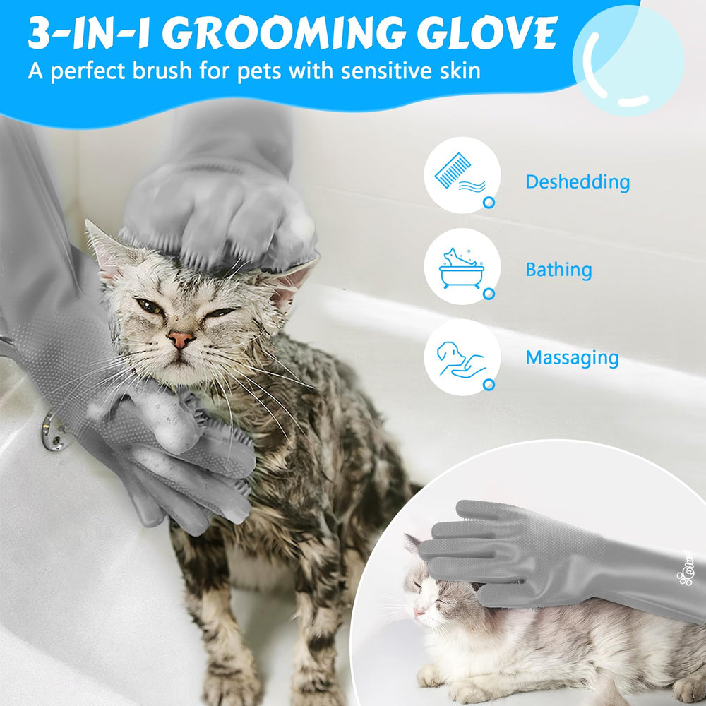 Pecute Pet Grooming Gloves soft-brush-heads enhance cleaning and soothing massage.