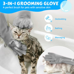 Pecute Pet Grooming Gloves soft-brush-heads enhance cleaning and soothing massage.