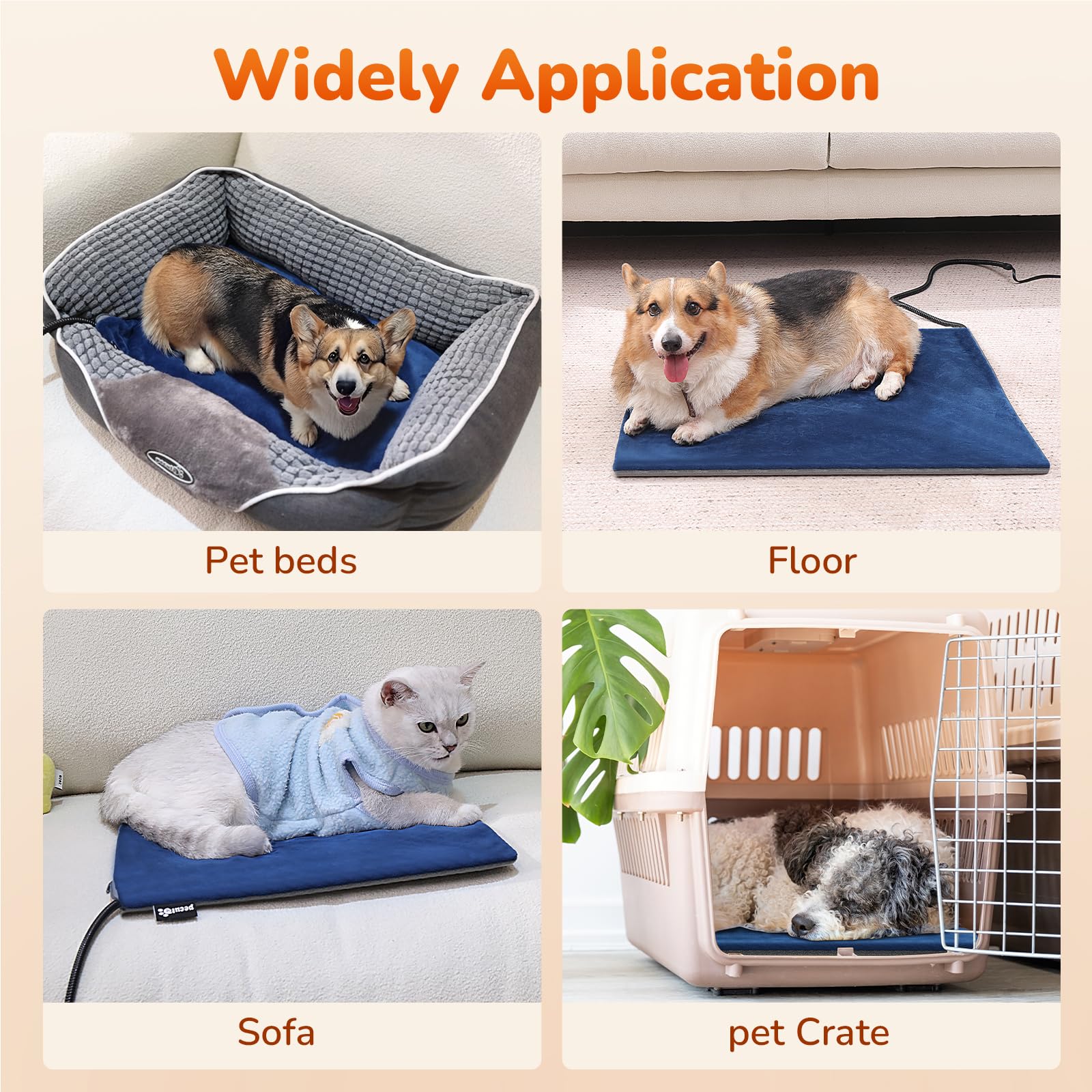 Pecute heating pad velvet-cover option offers soft, cozy comfort for pets