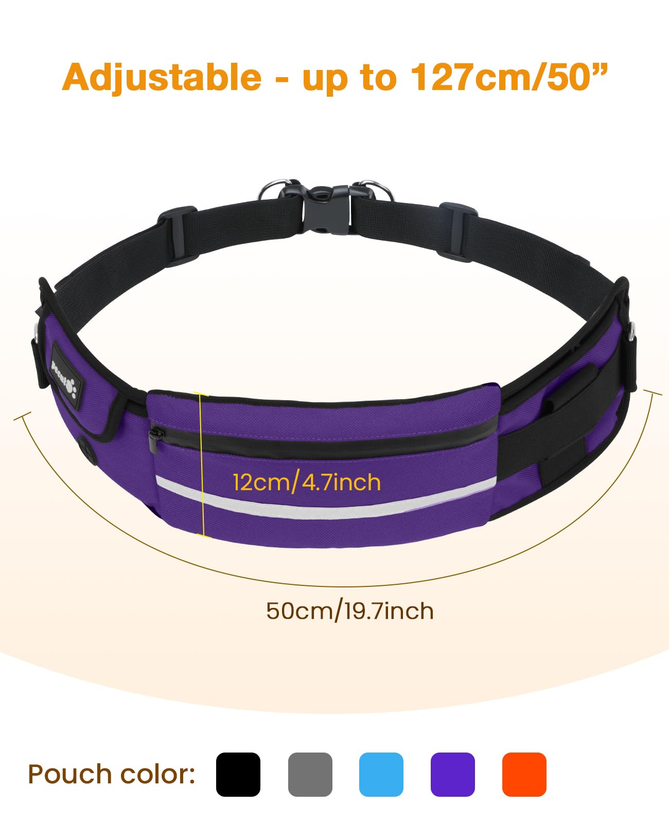 Pecute adjustable waist belt fits a wide range of bodies.