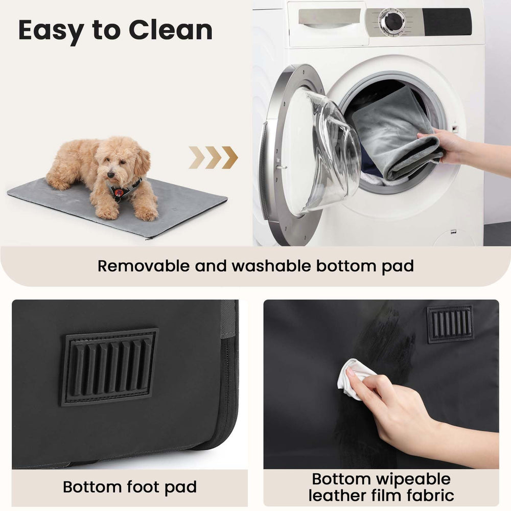 Pecute removable washable bottom cushion simplifies post-trip cleaning.