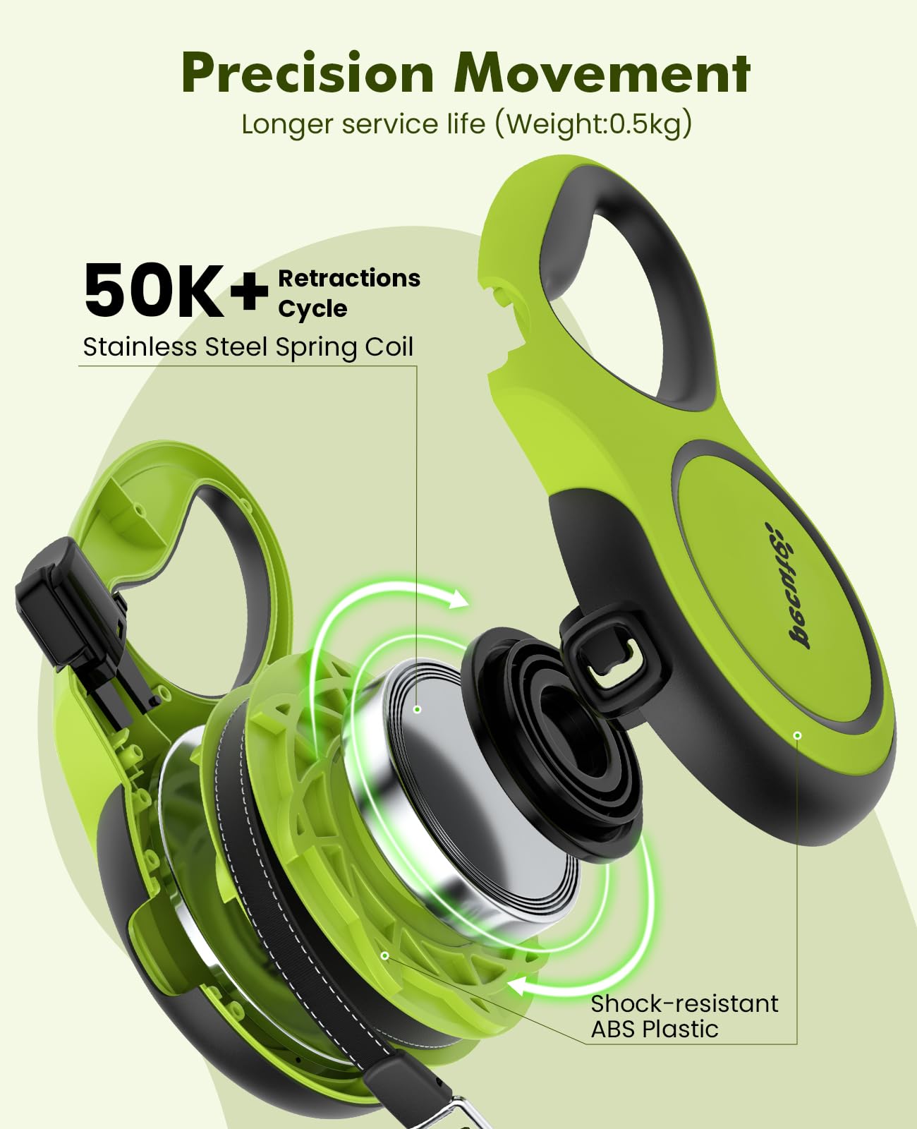 Pecute retractable leash lock system demonstrating easy pause and secure hold.