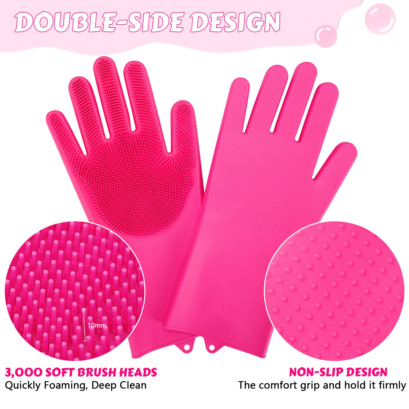 Pecute silicone gloves heat-resistance up to 450F enables safe sanitation.