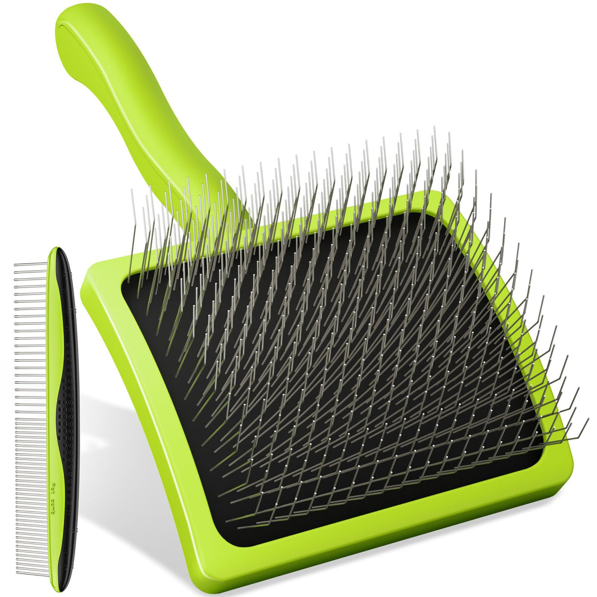 Pecute Slicker Brush curved head aids gentle detangling on long-haired dogs