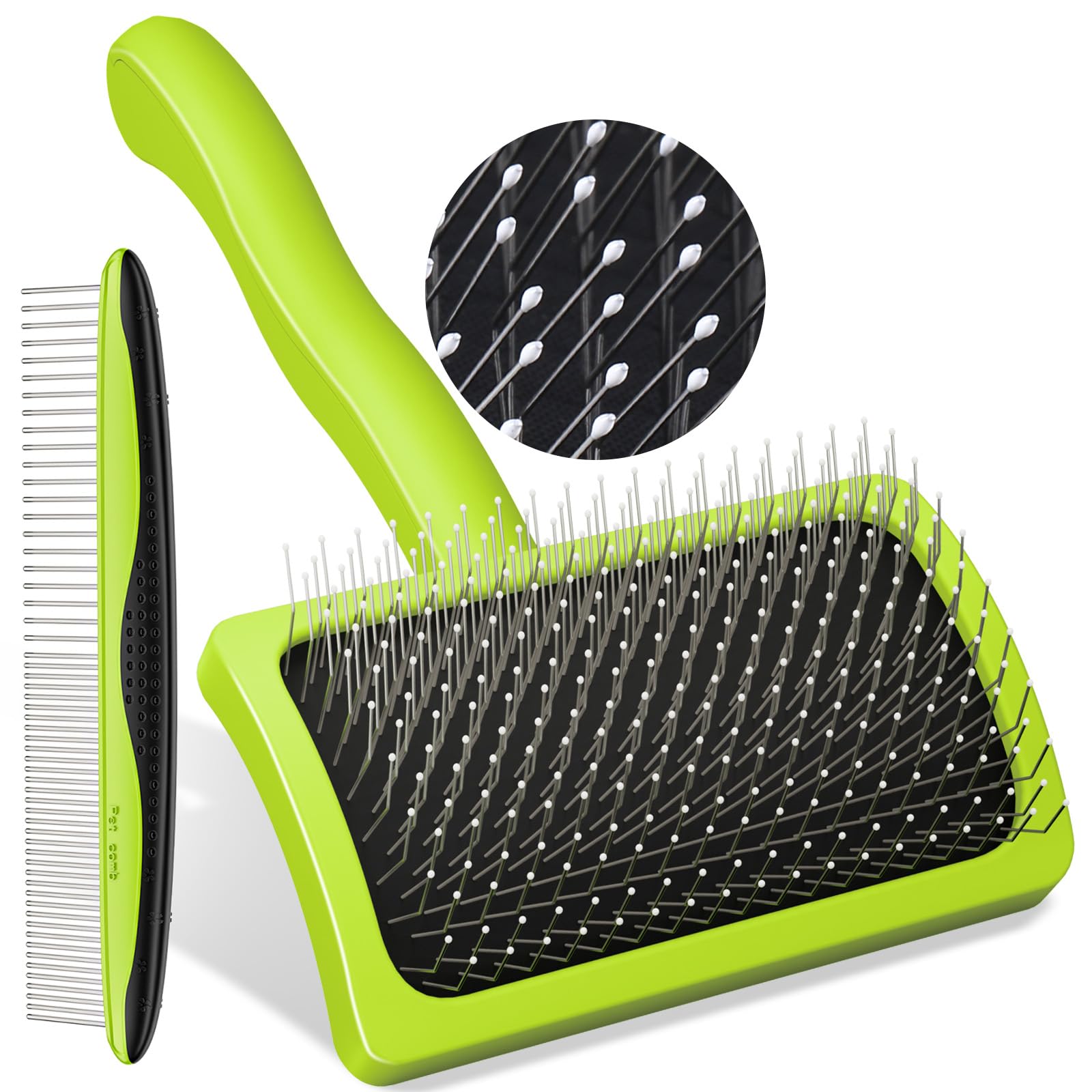 Pecute slicker brush front view showing ergonomic design for easy grooming.