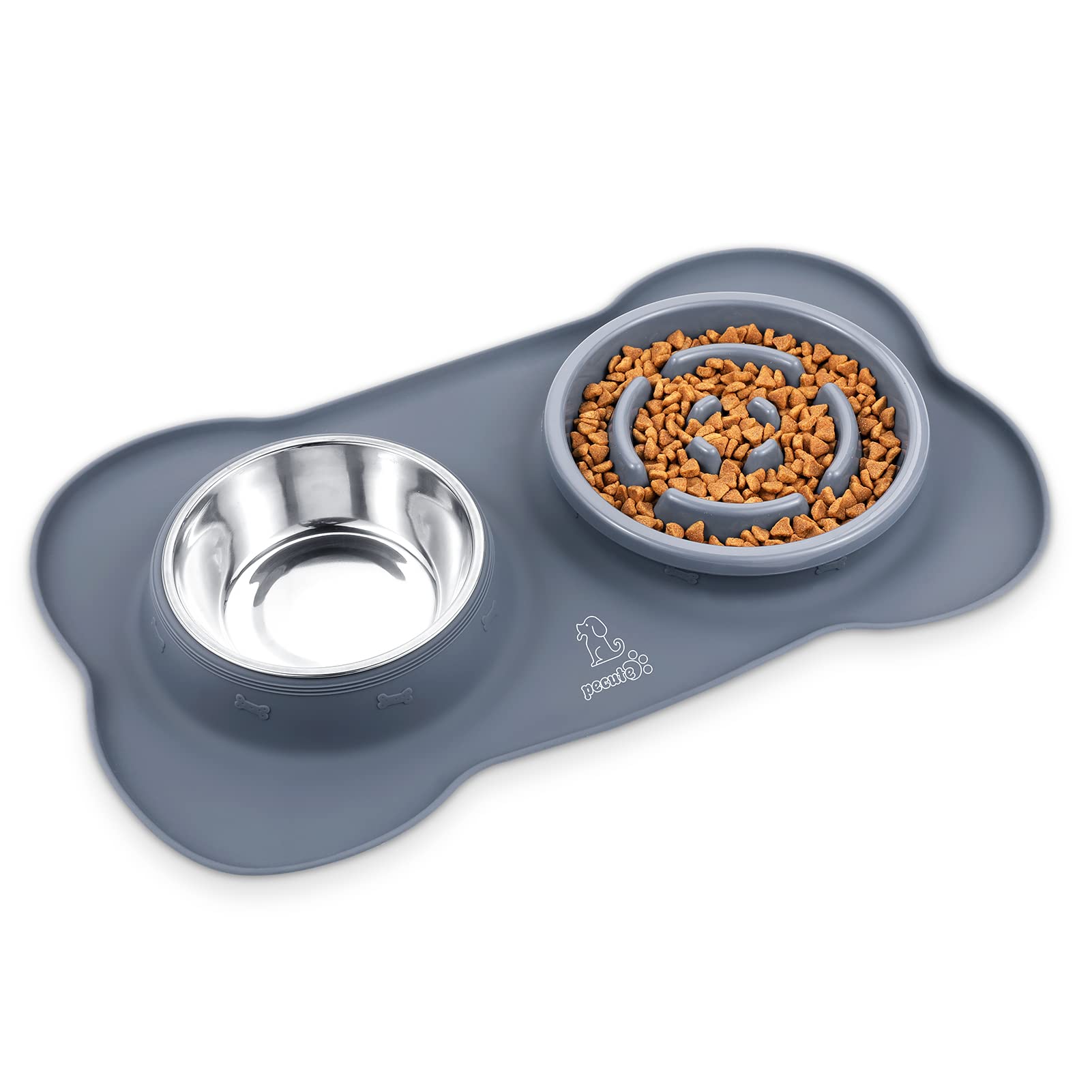 Pecute slow-feeder bowl with anti-overflow edge slows meals and keeps mess contained.