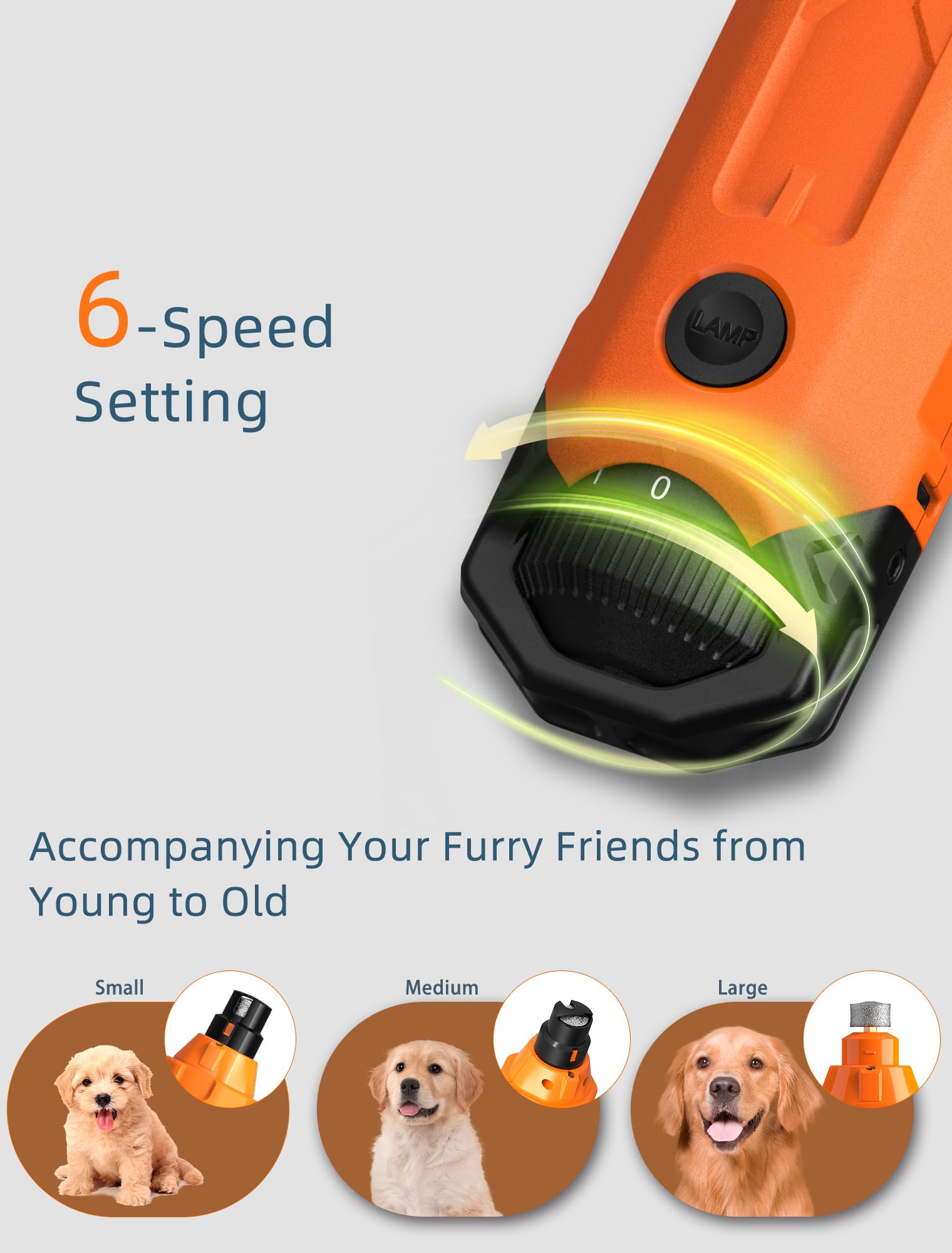 pedgogo dust cap keeps nails and eyes clear of debris.