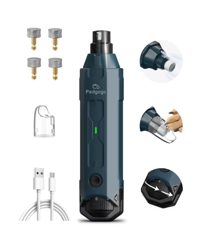 Pedgogo nail grinder front view highlights compact design for at-home grooming.