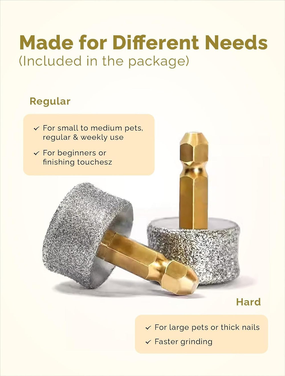 Pedgogo grinder 3 ports ease selecting right size for each nail.