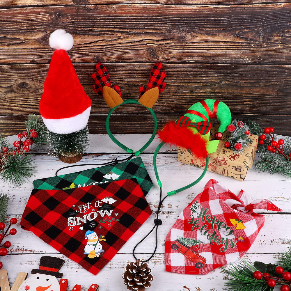 Pedgot buffalo plaid scarf red-black showcases classic holiday style on pets.